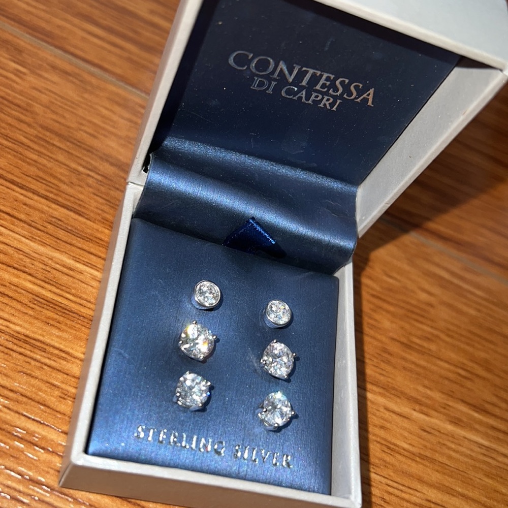 Sterling Silver diamond studded earrings